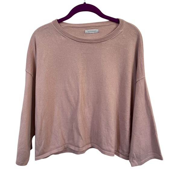 Outerknown Womens Cropped Sweater‎ Sz S Pink Boxy Oversized Preppy Quiet Luxury - Picture 1 of 6